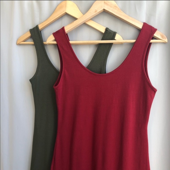 Burgundy Tank Midi Dress - Picture 2 of 3